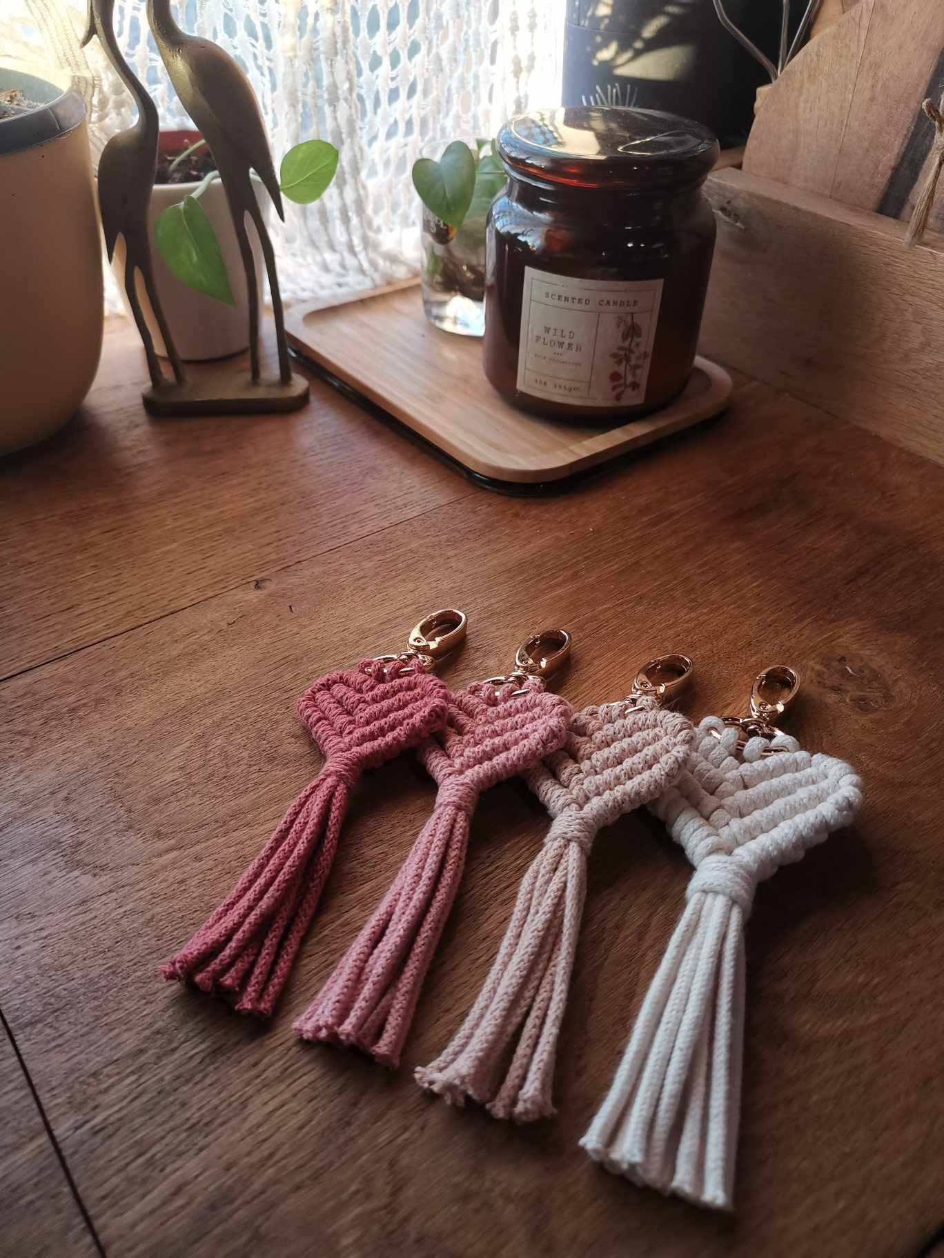 Porte-clé cœur en macramé ❤️