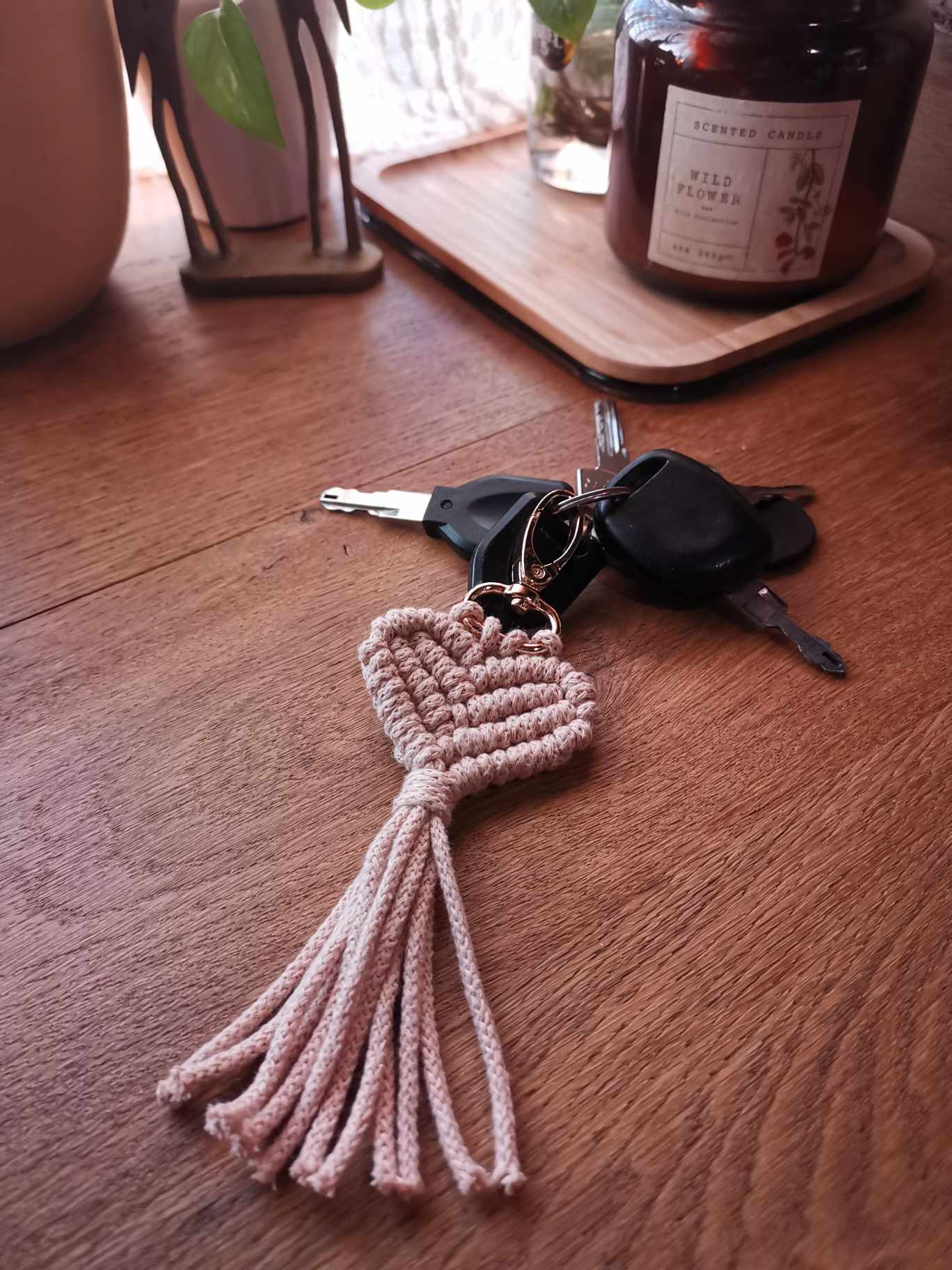 Porte-clé cœur en macramé ❤️